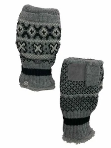 Isotoner Womens Gray & Black Nordic Knit Sherpa Soft Fingerless Flip Top Gloves - Picture 1 of 1