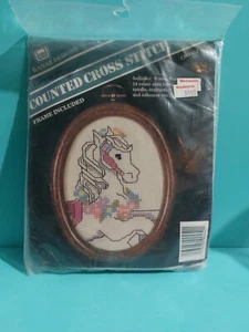 Banar Designs Vintage Counted Cross Stitch Unicorn With Frame CSO-452 NOS New - Picture 1 of 4
