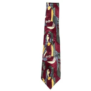 Corbata para hombre Many Faces inspirada en Picasso granate y plateada City One - Imagen 1 de 4