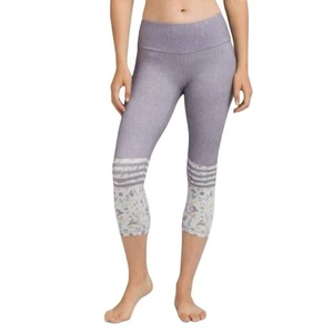 Prana Pillar Printed Cropped Leggings Size XS Gray High-Rise Stretch Yoga - Picture 1 of 7