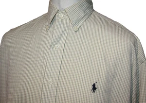 Camisa Ralph Lauren Blake Para Hombres a Cuadros -L / XL - Crudo - Calce Relajado Abotonada Top - Imagen 1 de 11