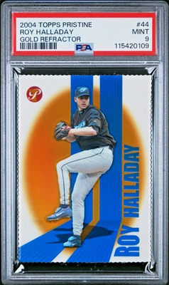 2004 TOPPS PRISTINE GOLD REFRACTOR DIE-CUT #44 ROY HALLADAY JAYS #/41 PSA 9 MINT - Image 1 of 2