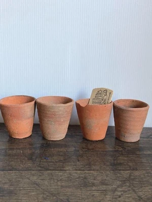 Small Antique Mini Pots Set of 4 Very Rare Made In Belgium Terracotta Material - Image 1 of 4
