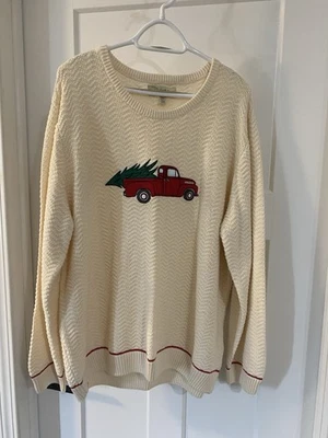 Nuevo sin etiquetas Cabelas Talla Grande 2x Suéter Tejido Rojo Camión Vacaciones Navidad Invierno Algodón Foto 1 de 4