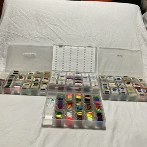 Lot Of 4-370 DMC Floss Lot Embroidery Thread Bobbins Mixed Colors+sewing Needles - Picture 1 of 9