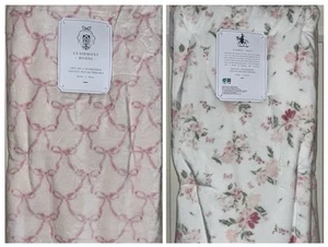 2-NWT CLAREMONT HOUSE PINK BOW AND FLORAL OVERSIZED VELVET PLUSH THROW BLANKET - Picture 1 of 15