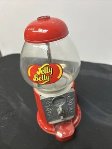 Jelly Belly Gumball Machine Style Candy Dispenser Coin Operated Glass & Metal  - Picture 1 of 5