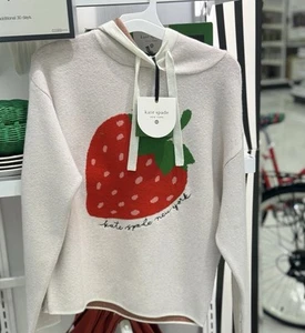 NWT Kate Spade new york x Target Women's Strawberry Hooded Sweatshirt Cream L - Picture 1 of 8