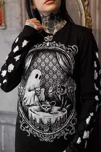 Ghostly Tea Time T-shirt - Picture 1 of 45