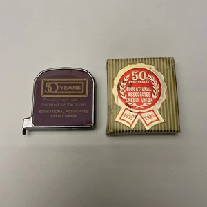 Cinta métrica de bolsillo publicitaria vintage Educational Associates Credit Union 1985 - Imagen 1 de 7