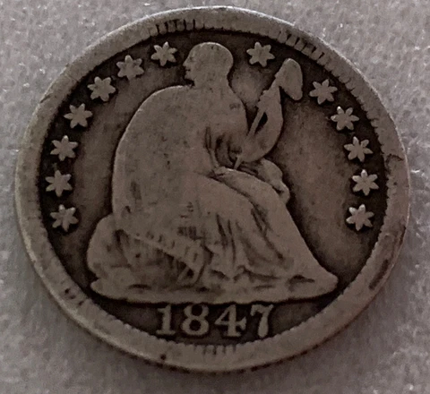 1847 Seated Liberty Silver Half Dime VG+ Free Shipping With Five Items HD2 Cover