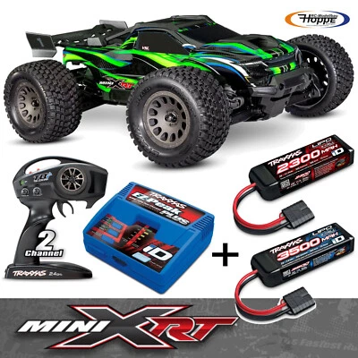 Traxxas Mini-Xrt Monster 4x4 Verde 1/16+2S+3S Batteria Lipo + 4A Id-Ladegerät - Immagine 1 di 4