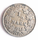 1915 J GERMAN EMPIRE 1/2 MARK - Scarce Silver Coin - Lot #Y6