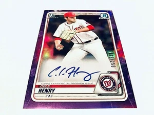 Cole Henry 2020 Bowman Chrome 1st Bowman Purple Refractor RC Autograph #/250 - Bild 1 von 2