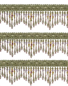 Fringe Beading - Green 5.5cm. Price is for 1 metre. - Picture 1 of 1