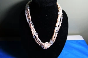 Collar vintage de 4 hebras de perlas de agua dulce y cuentas de cristal de imitación 20" - Imagen 1 de 3