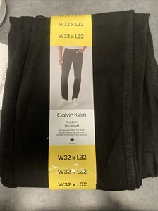 Calvin Klein Men's 5 Pocket Style Slim Fit Straight Jeans, Classic Black 30X32 - Picture 1 of 5
