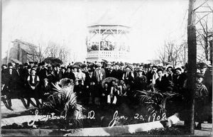 Jamestown North Dakota ND Grandstand Band Crowd Jan 20 1908 RPPC Postcard A76 - Picture 1 of 2