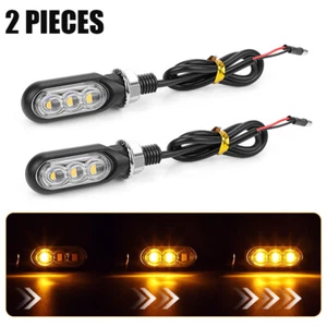 2x LED Motorcycle Turn Signal Flowing Amber Light Blinker Indicator Mini Lamp - Picture 1 of 9