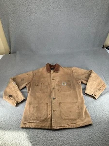 Vintage Carhartt Jacket Mens 40 Brown Blanket Lined Chore Barn Field Coat C01 - Picture 1 of 19