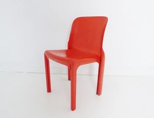 STUNNING VINTAGE ITALIAN RED ARTEMIDE VICO MAGISTRETTI SELENE CHAIR - 1960's - Picture 1 of 6