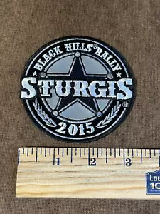 NOS Sturgis 2015 Black Hills Rally Embroidered Patch by Hot Leathers Round Black - Picture 1 of 1