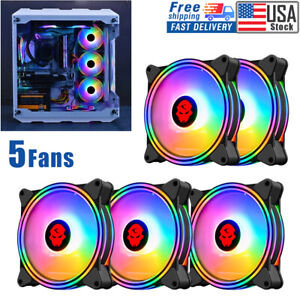 USA 5Pack RGB LED Quiet Computer Case PC Cooling Fan 120mm 