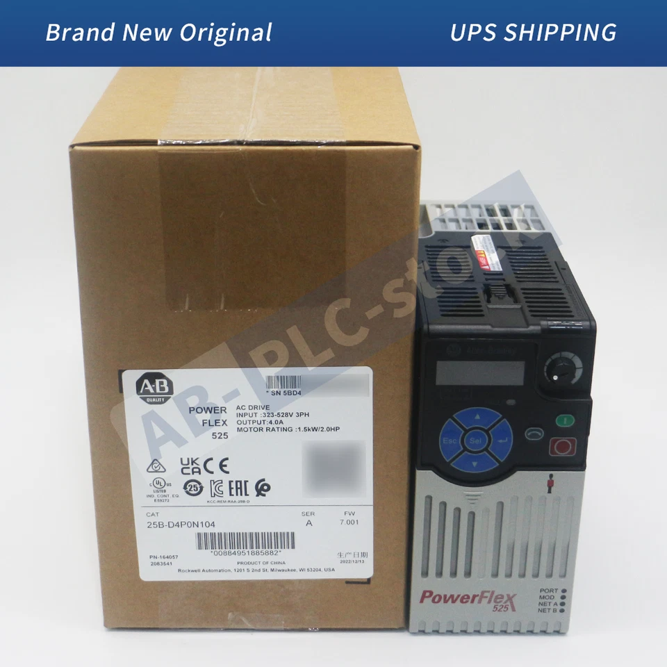 ALLEN-BRADLEY New Allen Bradley 25B-D4P0N104 PowerFlex 525 1.5kW (2Hp) AC Drive No Filter