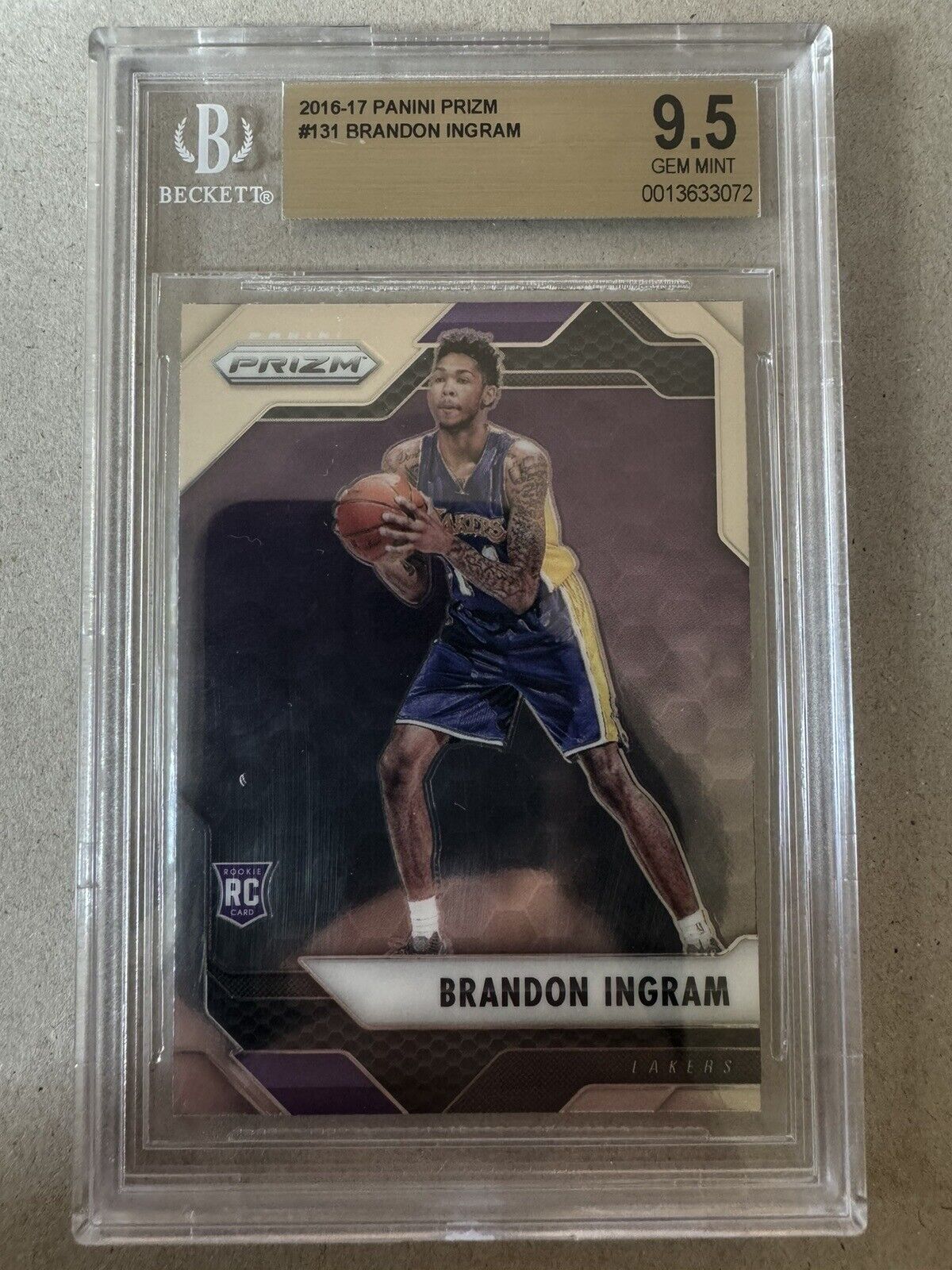 2016-17 Panini Prizm Brandon Ingram #131 Rookie Card BGS 9.5 Lakers Pelicans