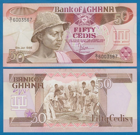 Ghana 50 Cedis P 25 1986 UNC Cover