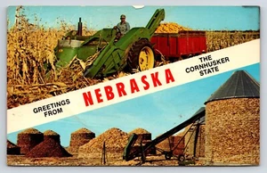 Postcard Greetings From Nebraska The Cornhuskers State Banner - Picture 1 of 2
