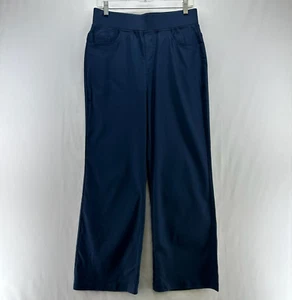 EaseTrousers Pants Womens L High Waisted Multi-Pocket Straight Leg Stretchy Navy - Picture 1 of 12