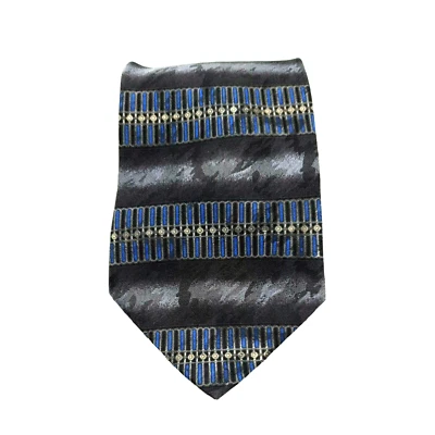 Stafford Mens Dress Tie Suit 100% Silk Made In Italy Black Blue Shirt Accessory - Image 1 of 4