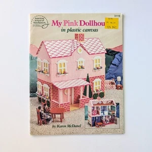 VINTAGE HTF MY PINK DOLLHOUSE in Plastic Canvas by Karen McDanel 3119, 1993 - Picture 1 of 18