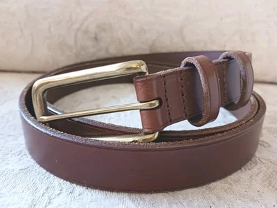 Polo Ralph Lauren размер 42/100 см коричневый кожаный ремень с латунной пряжкой двойные петли - Изображение 1 из 4