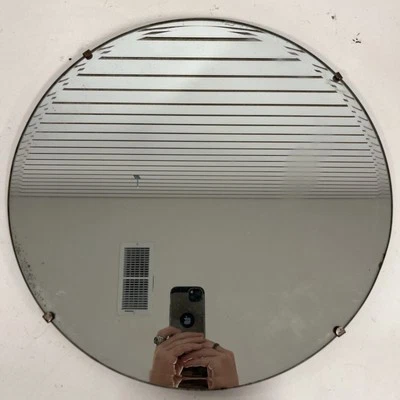 Espejo de pared redondo antiguo Art Deco sin marco biselado de 18" ~ algunos zorros Foto 1 de 4