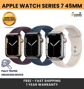 Apple Watch Series 7 45mm (Bluetooth + Cellular) Stainless Steel - Excellent - Picture 1 of 9