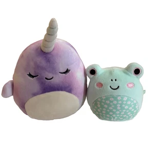 Peluche Squishmallow lotto di 2 Nabila il Narvalo e Fritz la Rana Kellytoy - Foto 1 di 5
