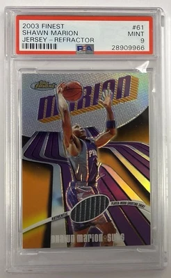 2003-04 Topps Finest Silver Refractor PSA 9 Shawn Marion #/250 Pop 1 Game Patch - Image 1 of 4
