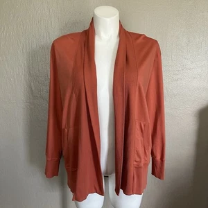 L.L. Bean Womens Plus Knit Open Cardigan Long Sleeve Pockets Orange Size 2X - Picture 1 of 7