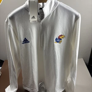 Kansas Jayhawks Adidas 1/4 Cremallera Pullover Sudadera Mujer X- Grande Blanco Nuevo - Imagen 1 de 8