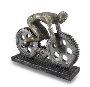 Escultura Polystone People con Bicicleta, 10" x 3" x 8", Plateada - Imagen 1 de 5