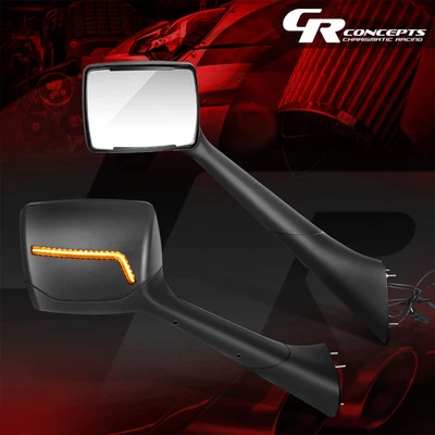 Espejo retrovisor lateral con capucha estilo marca de verificación LED negro para Peterbilt 579 2022-2025 Foto 1 de 4