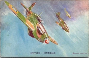 Postal de avión de la RAF británica de la Segunda Guerra Mundial de la década de 1940 "HAWKER HURRICANE" San Valentín/sin usar - Imagen 1 de 2