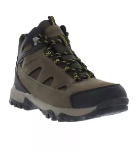 Stivali da trekking da uomo Eddie Bauer in pelle marroni impermeabili taglia 9 Brighton nuovi - Foto 1 di 6