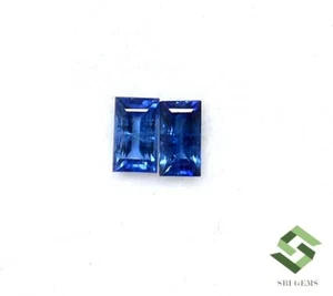 4.50x2.50 mm Natural Blue Sapphire Baguette Cut Pair 0.58 CTS Loose Gemstones - Picture 1 of 8