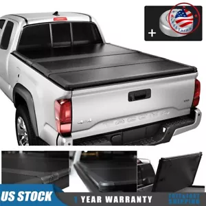 6ft Bed Lock Hard Solid Tri-Fold Tonneau Cover Fits Toyota Tacoma 05-18 w/ Light - Picture 1 of 8
