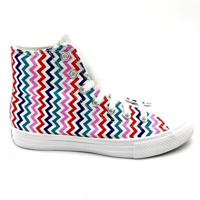 Zapatos informales Converse CTAS Hi blancos rojos universitarios en zig zag niños niñas 667192F Foto 1 de 4