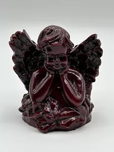Vintage Hand-Carved Rosewood Cherub Winged Angel - Picture 1 of 14