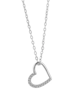 Halskette 42 cm mit Zirkonia Doppel-Herz Anhänger Ankerkette Sterling Silber - Bild 1 von 5